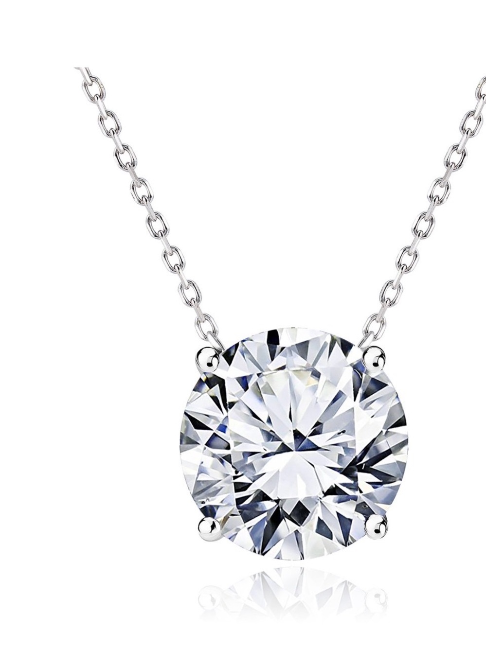 NWT-1 Carat Moissanite Solitaire Pendant Necklace in 18K White Gold over Silver